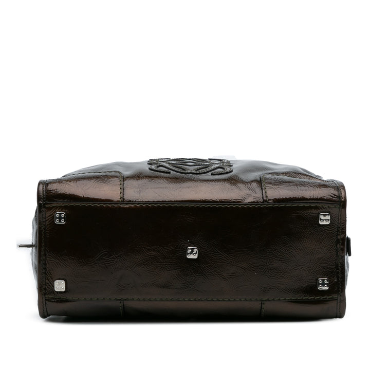LOEWE Cuir verni Amazona 28 Sac à main Marron – GABY PARIS Authentique