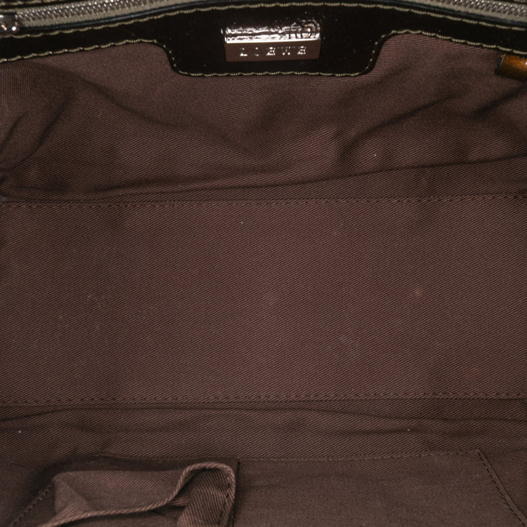 LOEWE Cuir verni Amazona 28 Sac à main Marron – GABY PARIS Authentique