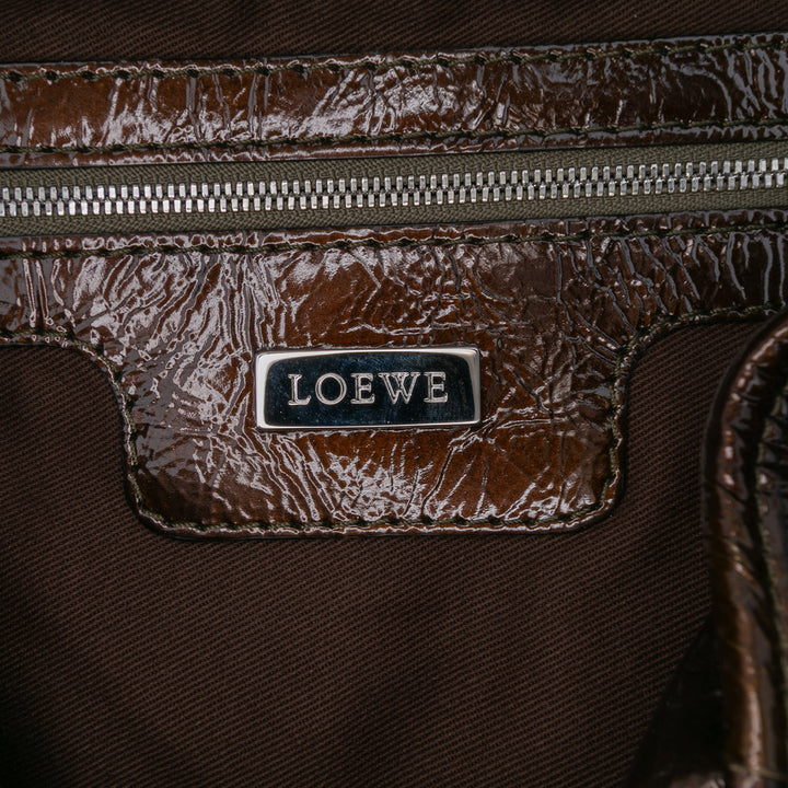 LOEWE Cuir verni Amazona 28 Sac à main Marron – GABY PARIS Authentique