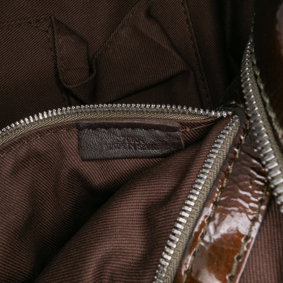 LOEWE Cuir verni Amazona 28 Sac à main Marron – GABY PARIS Authentique