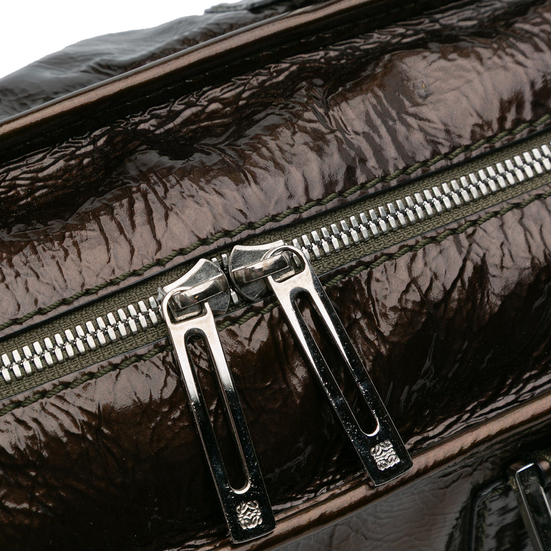 LOEWE Cuir verni Amazona 28 Sac à main Marron – GABY PARIS Authentique