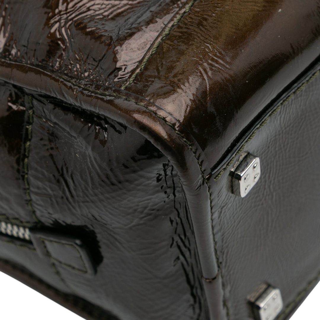 LOEWE Cuir verni Amazona 28 Sac à main Marron – GABY PARIS Authentique