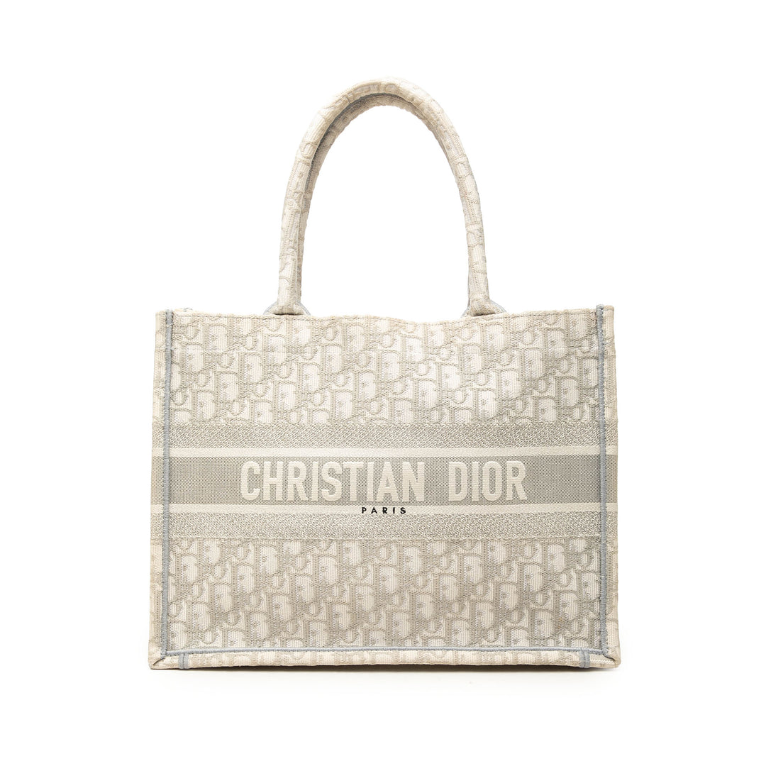 Dior Book Tote brodé Moyen Oblique Gris – vue principale – GABY PARIS
