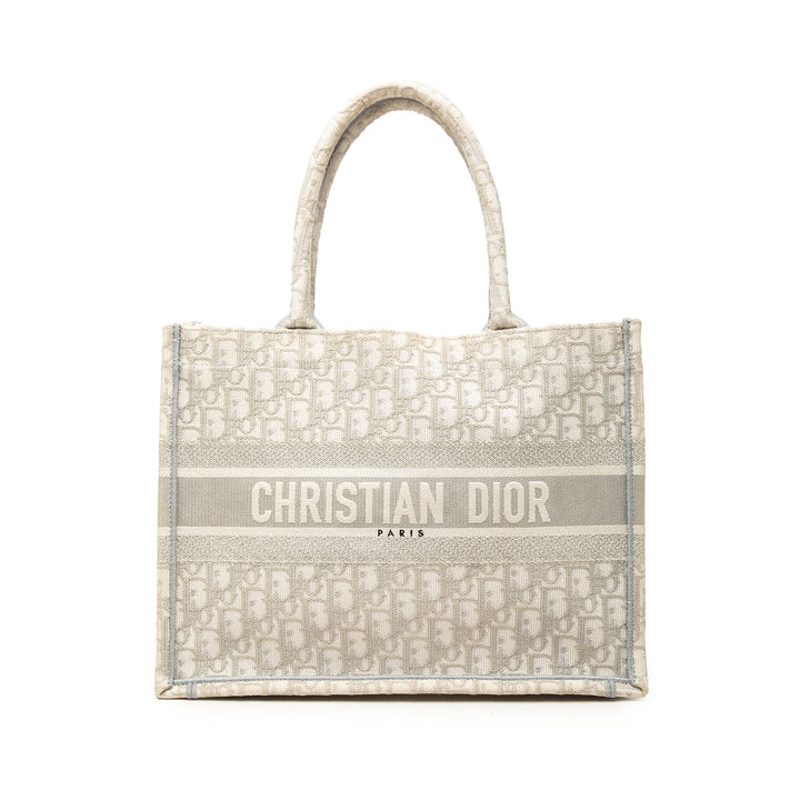Dior Book Tote brodé Moyen Oblique Gris – vue principale – GABY PARIS