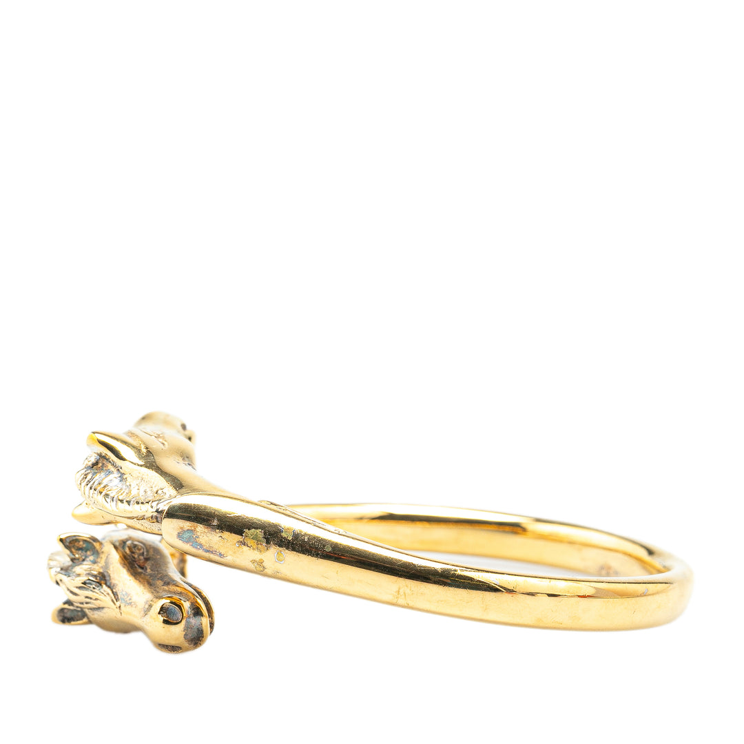 Gold Plated Cheval Double Horse Bangle Gold - Gaby Paris