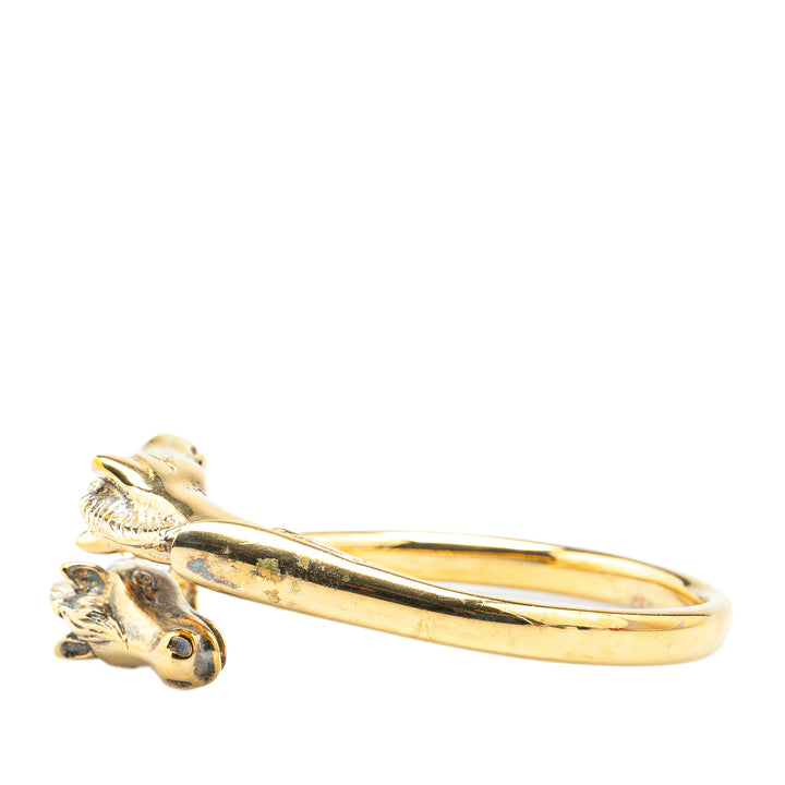 Gold Plated Cheval Double Horse Bangle Gold - Gaby Paris