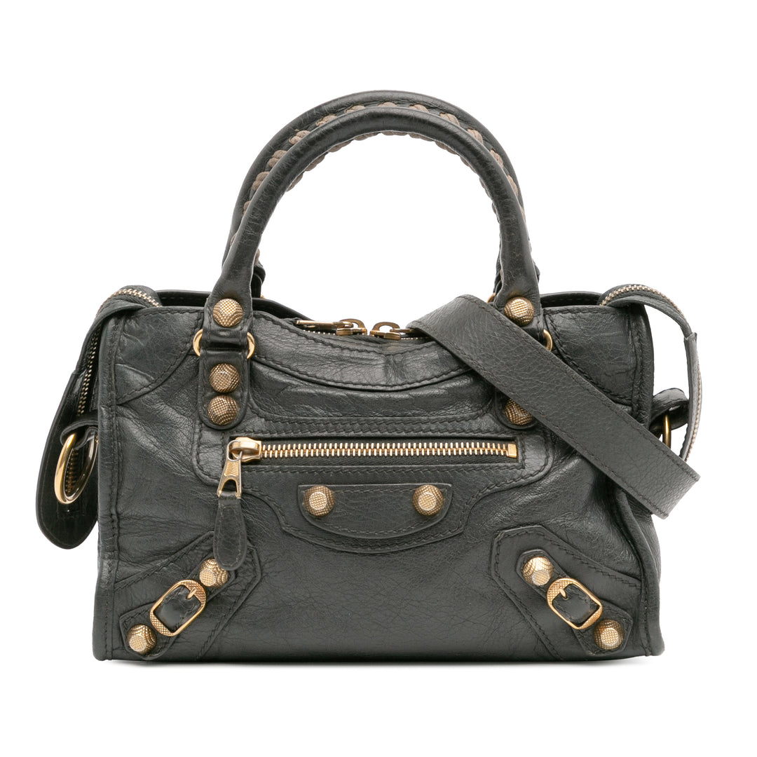 Mini Giant 12 Lambskin Classic City Satchel Gray - Gaby Paris