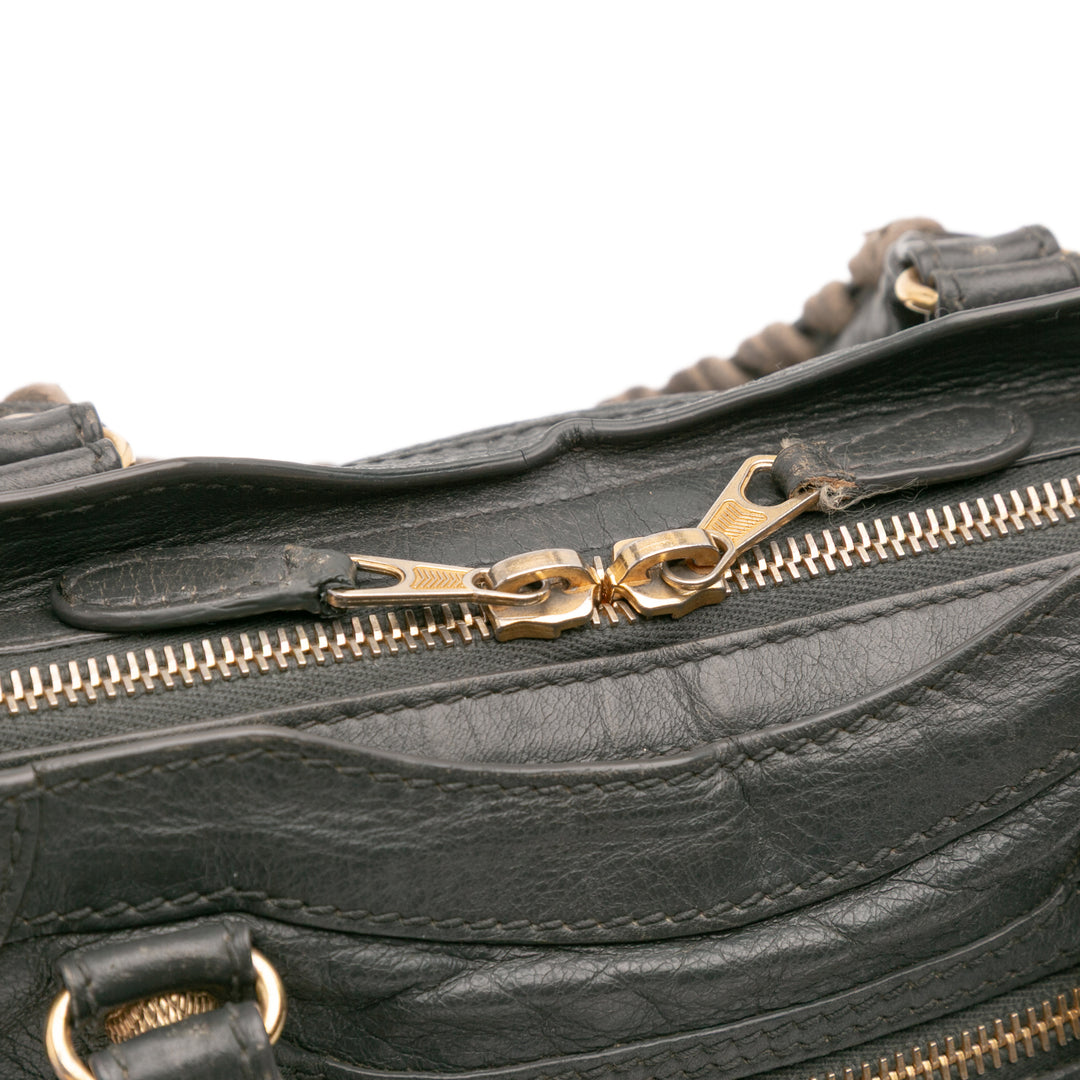 Mini Giant 12 Lambskin Classic City Satchel Gray - Gaby Paris