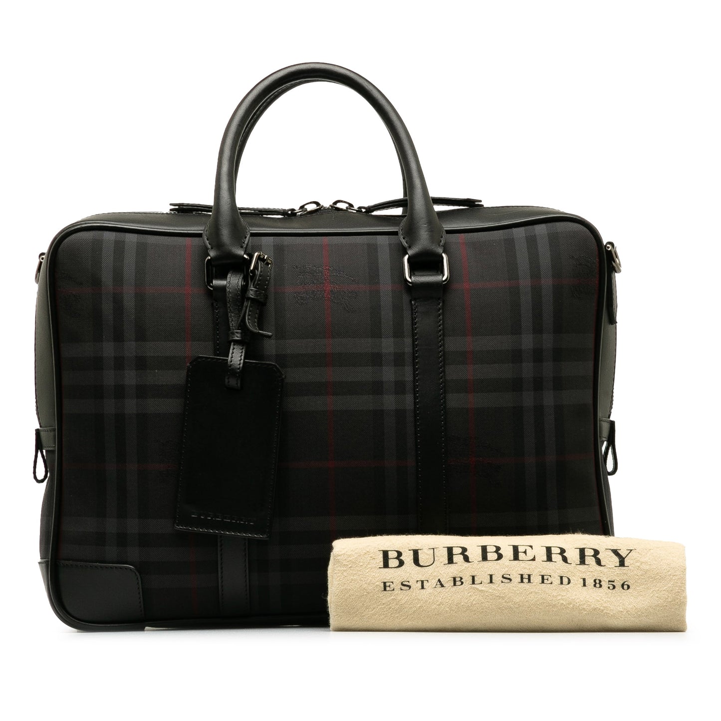 Tonal Check Business Bag Black - Gaby Paris