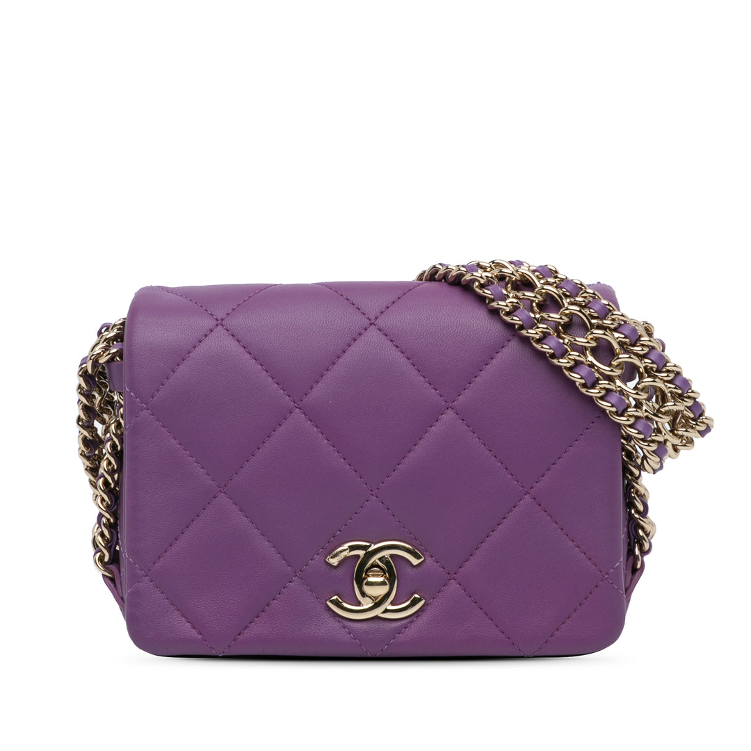 Chanel Triple Chaîne Rabat intégral Mini Cuir d'agneau