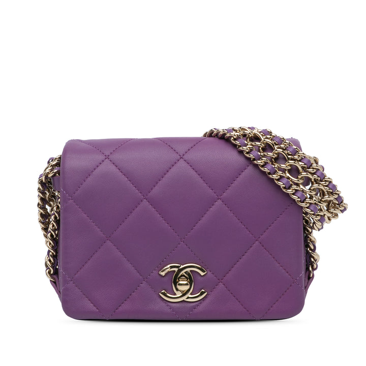 Chanel Triple Chaîne Rabat intégral Mini Cuir d'agneau