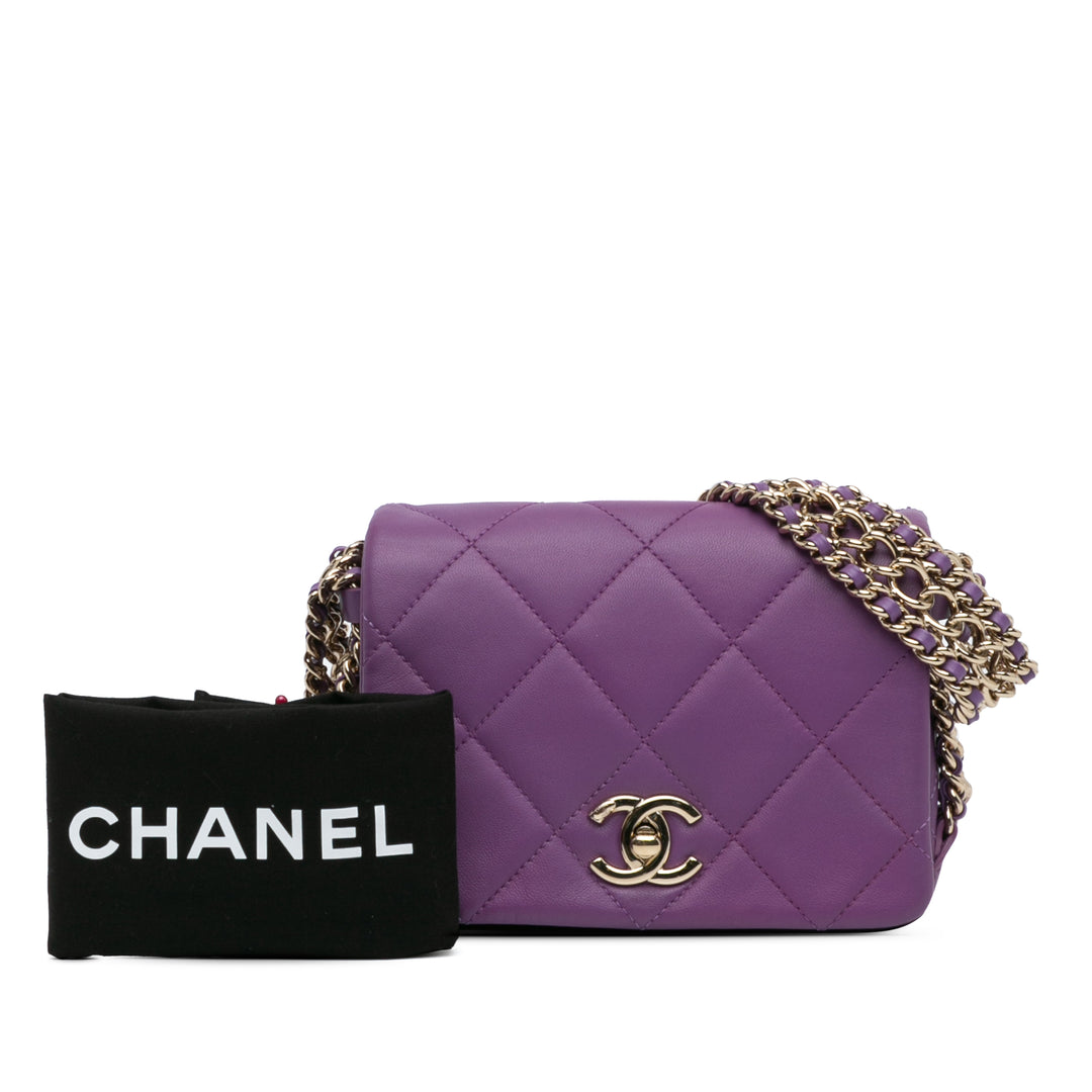 Chanel Triple Chaîne Rabat intégral Mini Cuir d'agneau
