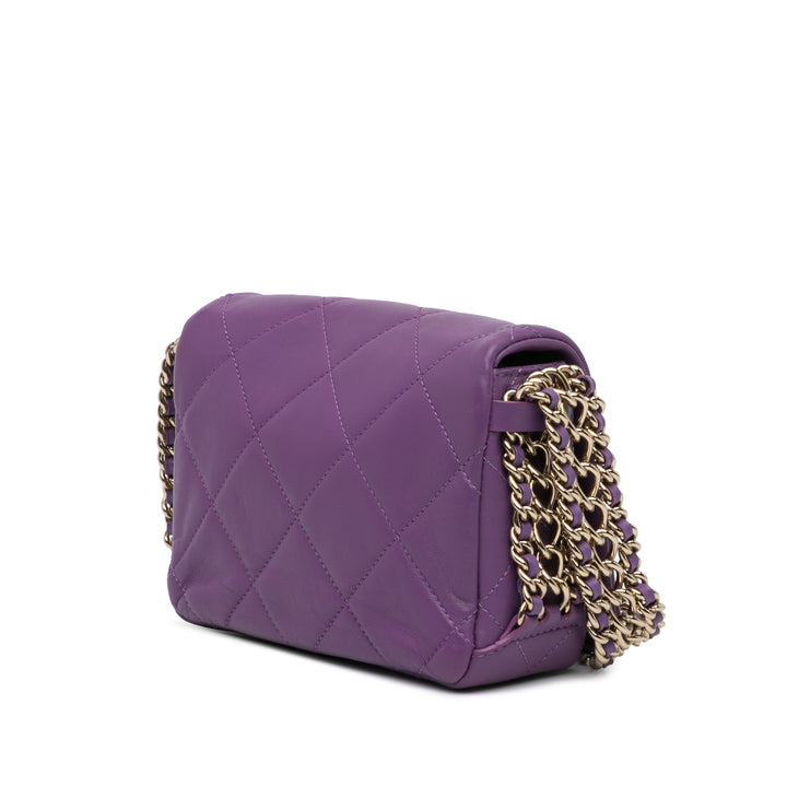 Chanel Triple Chaîne Rabat intégral Mini Cuir d'agneau