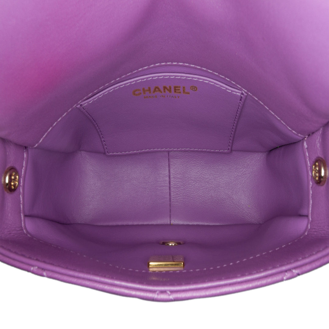 Chanel Triple Chaîne Rabat intégral Mini Cuir d'agneau