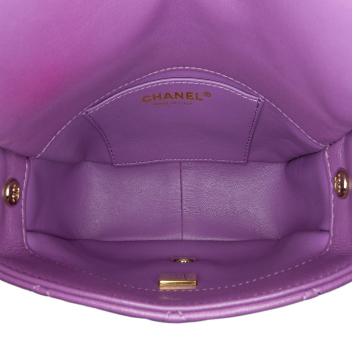 Chanel Triple Chaîne Rabat intégral Mini Cuir d'agneau