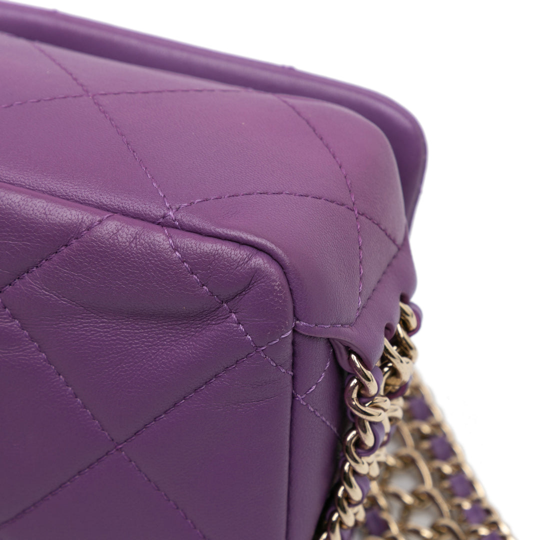 Chanel Triple Chaîne Rabat intégral Mini Cuir d'agneau