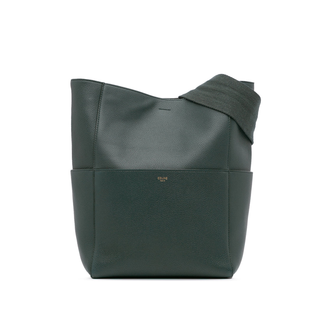 Medium Leather Seau Sangle Bucket Green - Gaby Paris