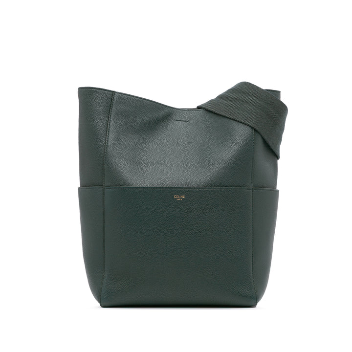 Medium Leather Seau Sangle Bucket Green - Gaby Paris