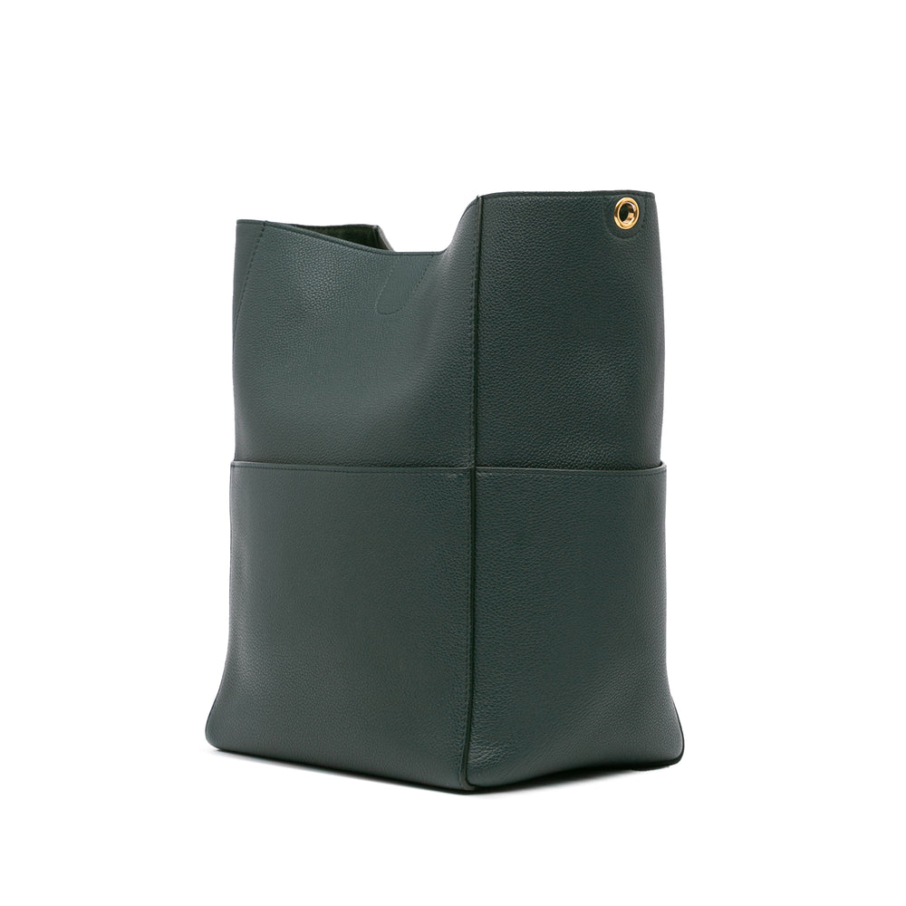 Medium Leather Seau Sangle Bucket Green - Gaby Paris