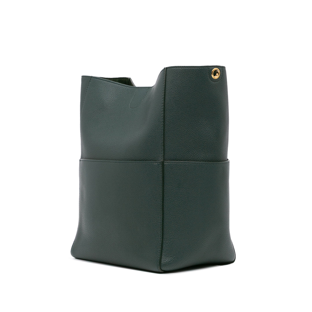 Medium Leather Seau Sangle Bucket Green - Gaby Paris