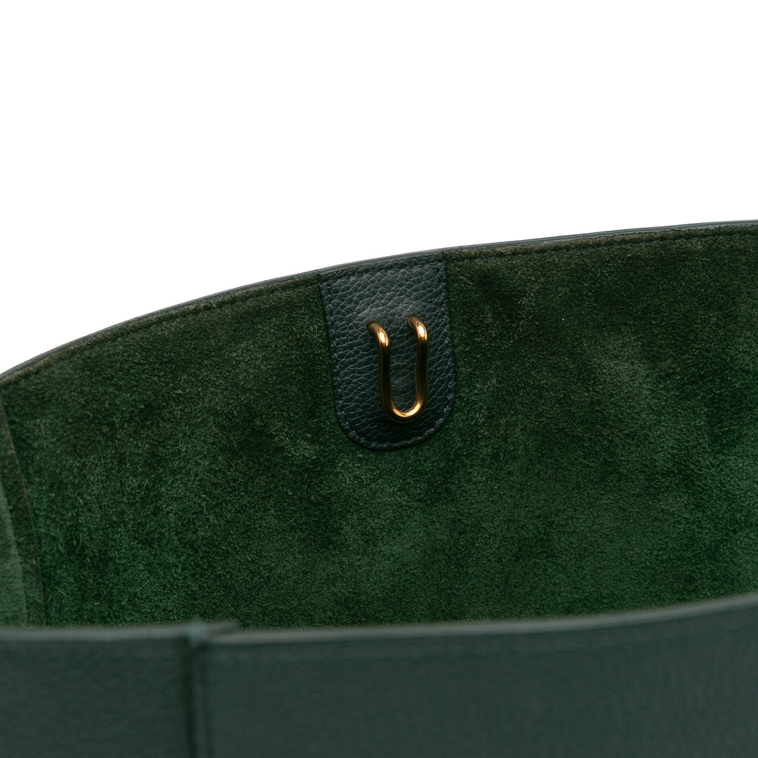 Medium Leather Seau Sangle Bucket Green - Gaby Paris