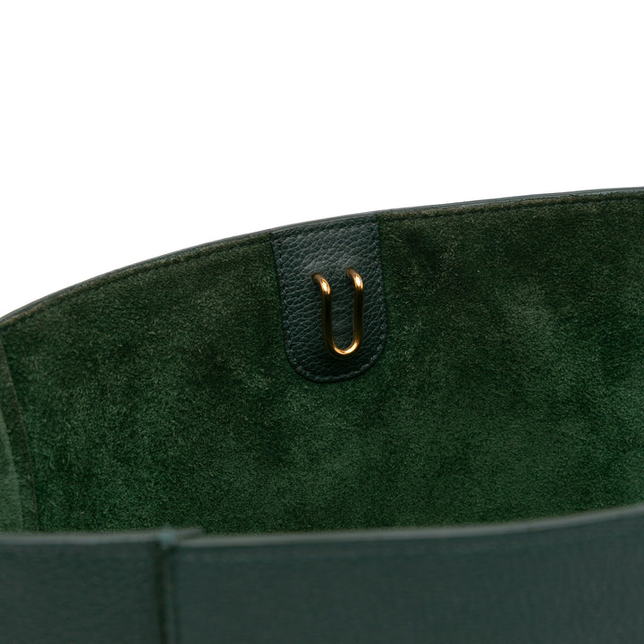 Medium Leather Seau Sangle Bucket Green - Gaby Paris
