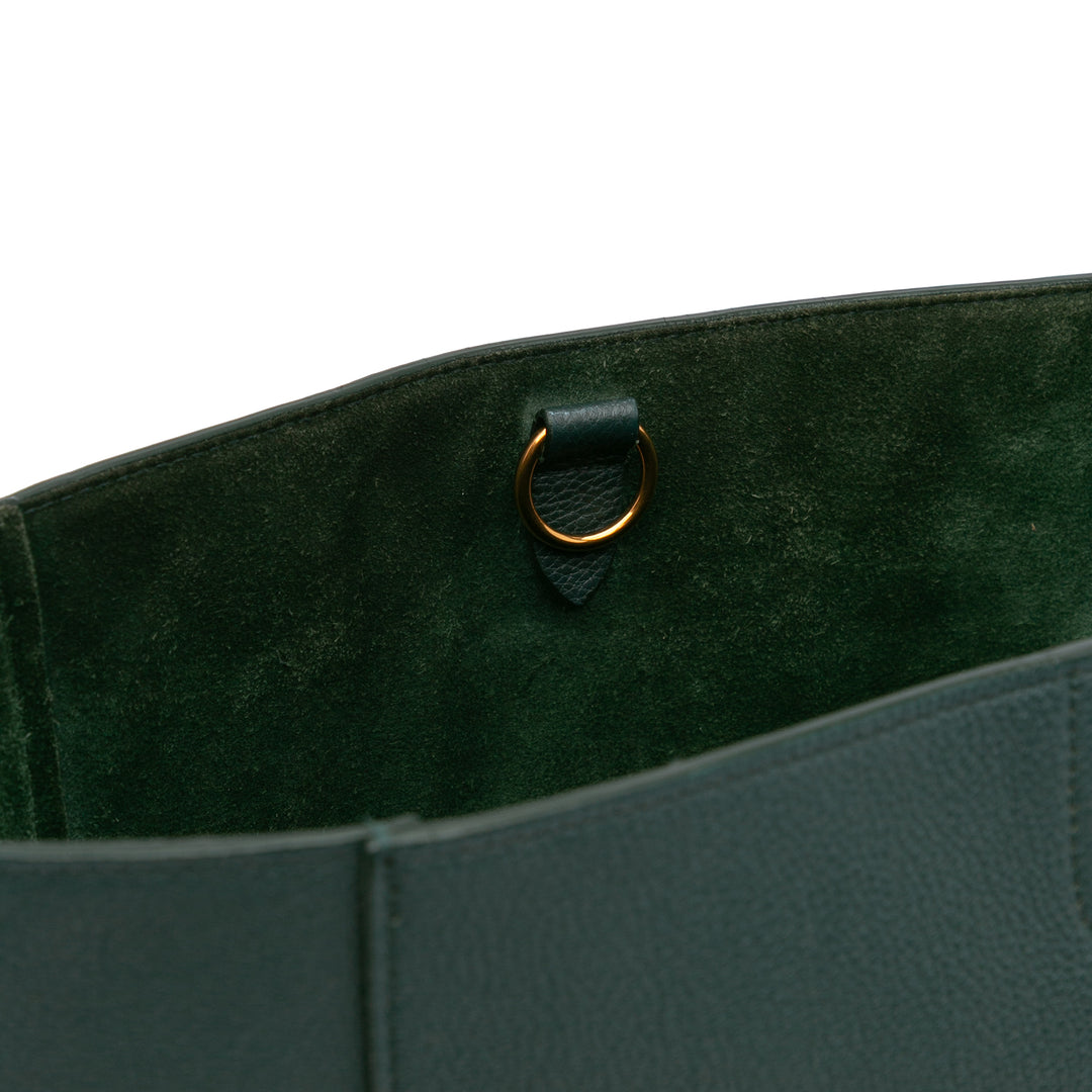 Medium Leather Seau Sangle Bucket Green - Gaby Paris