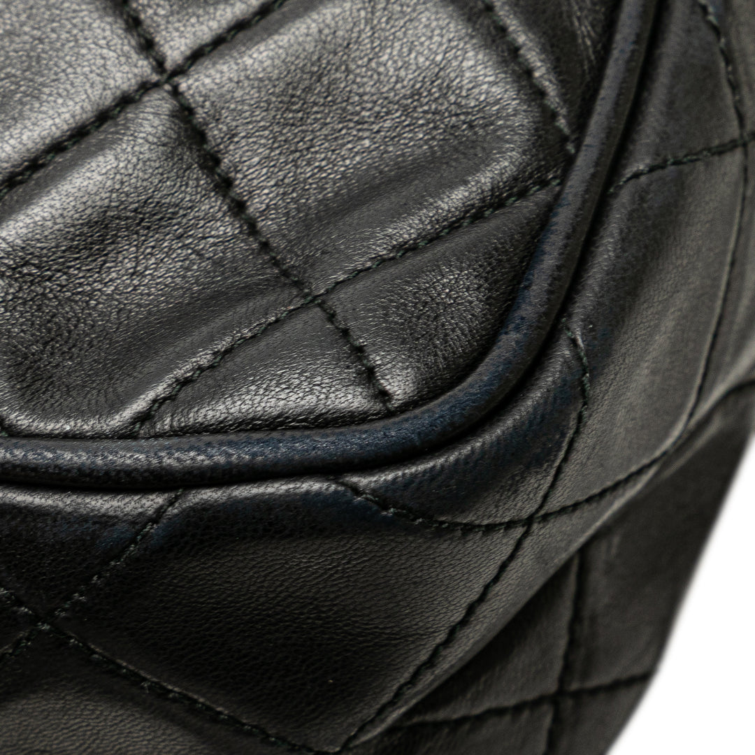 Mini CC Diamond Quilted Lambskin Tassel Camera Bag Black - Gaby Paris