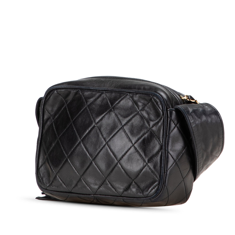 Mini CC Diamond Quilted Lambskin Tassel Camera Bag Black - Gaby Paris