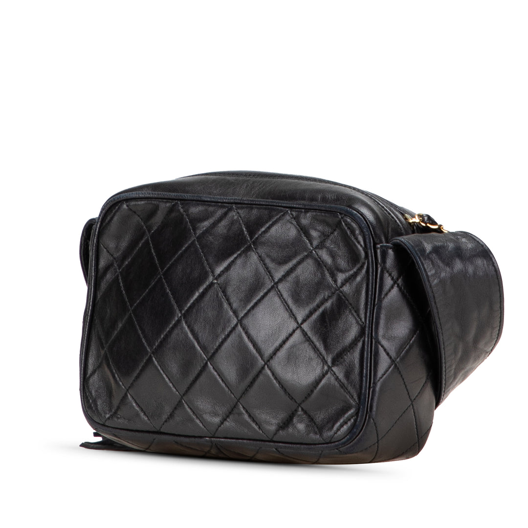 Mini CC Diamond Quilted Lambskin Tassel Camera Bag Black - Gaby Paris