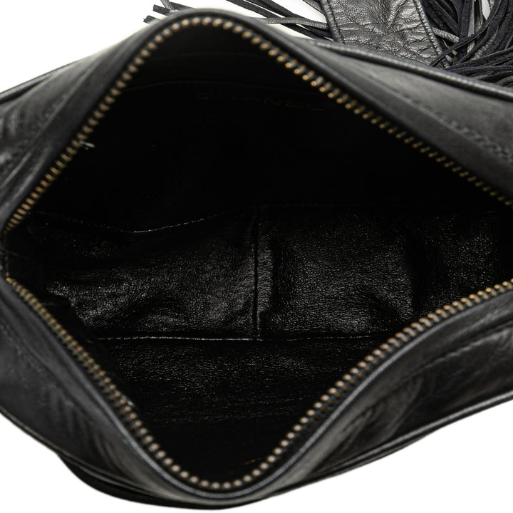 Mini CC Diamond Quilted Lambskin Tassel Camera Bag Black - Gaby Paris