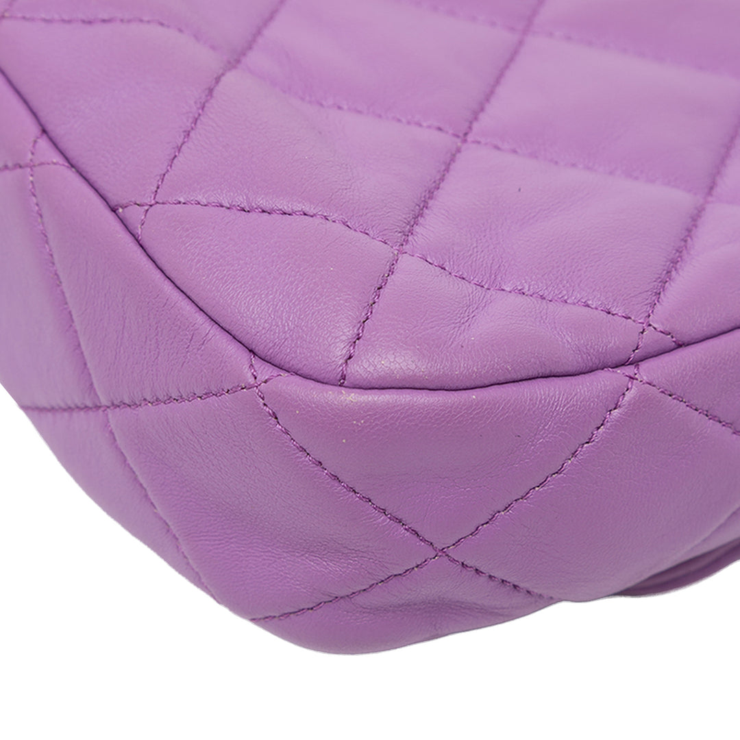 Matelassé Candy Chaîne à rabat Mini Cuir d'agneau Violet