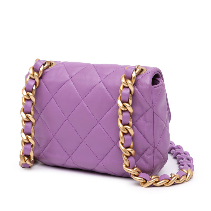 Matelassé Candy Chaîne à rabat Mini Cuir d'agneau Violet
