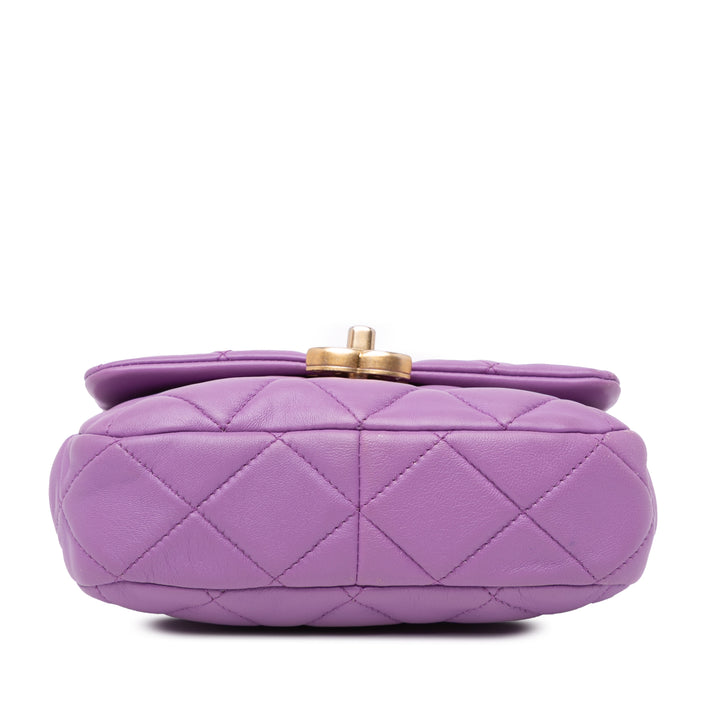 Matelassé Candy Chaîne à rabat Mini Cuir d'agneau Violet
