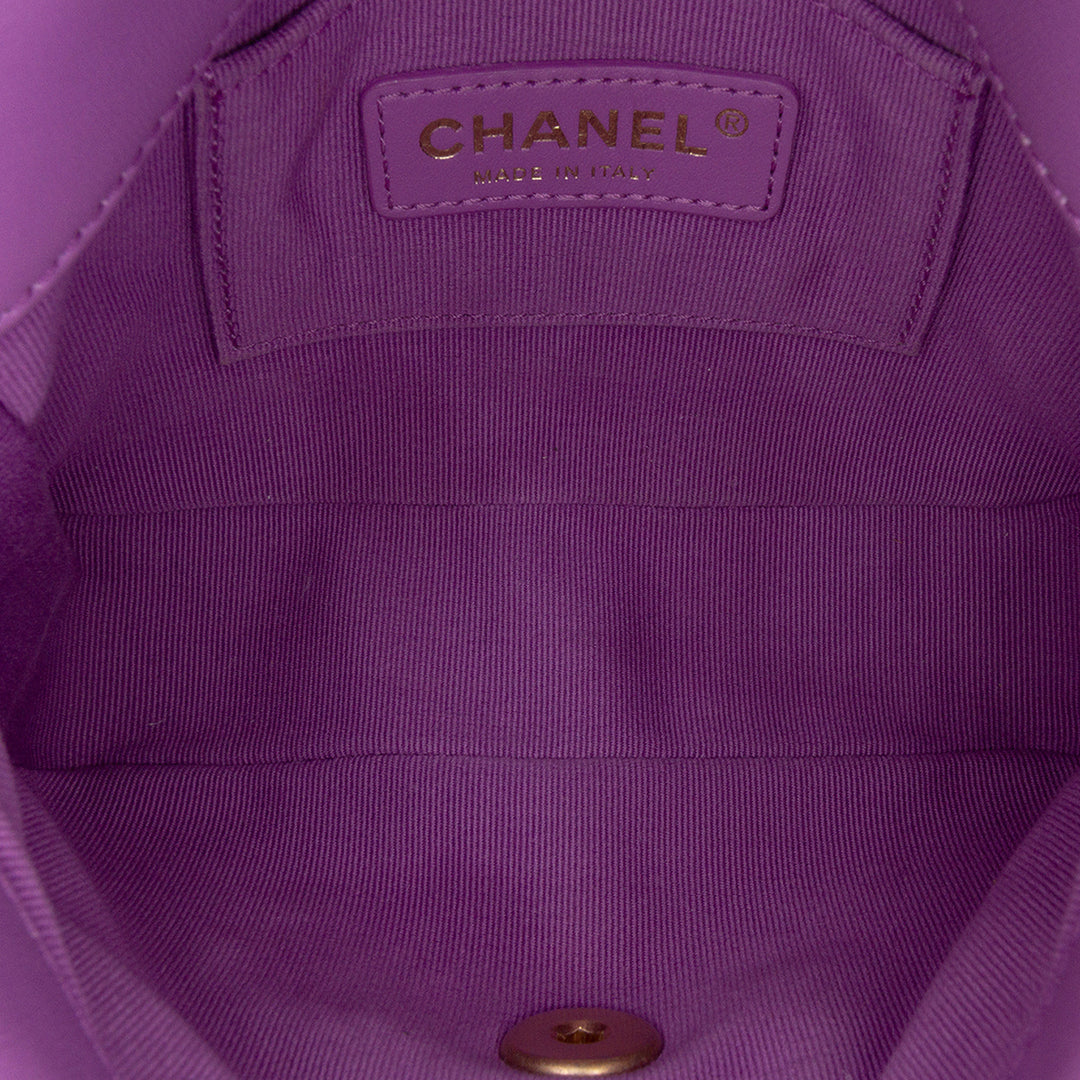 Matelassé Candy Chaîne à rabat Mini Cuir d'agneau Violet
