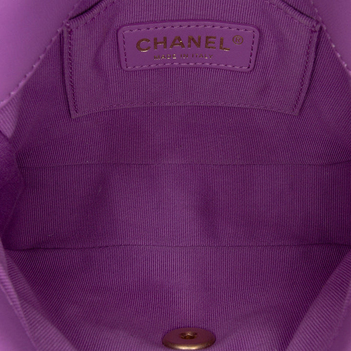 Matelassé Candy Chaîne à rabat Mini Cuir d'agneau Violet