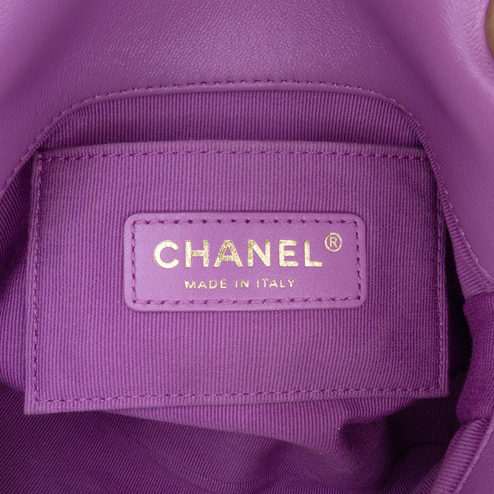 Matelassé Candy Chaîne à rabat Mini Cuir d'agneau Violet