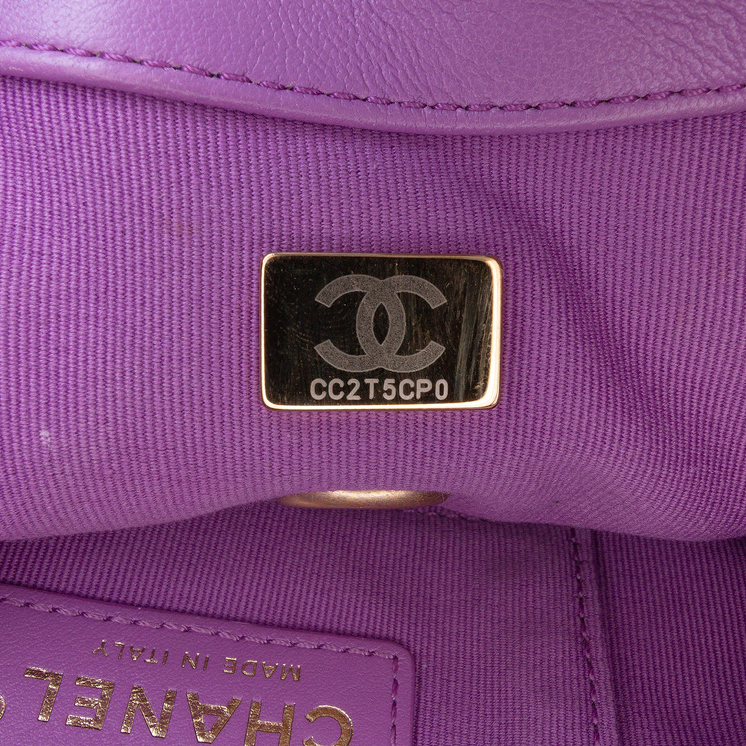 Matelassé Candy Chaîne à rabat Mini Cuir d'agneau Violet