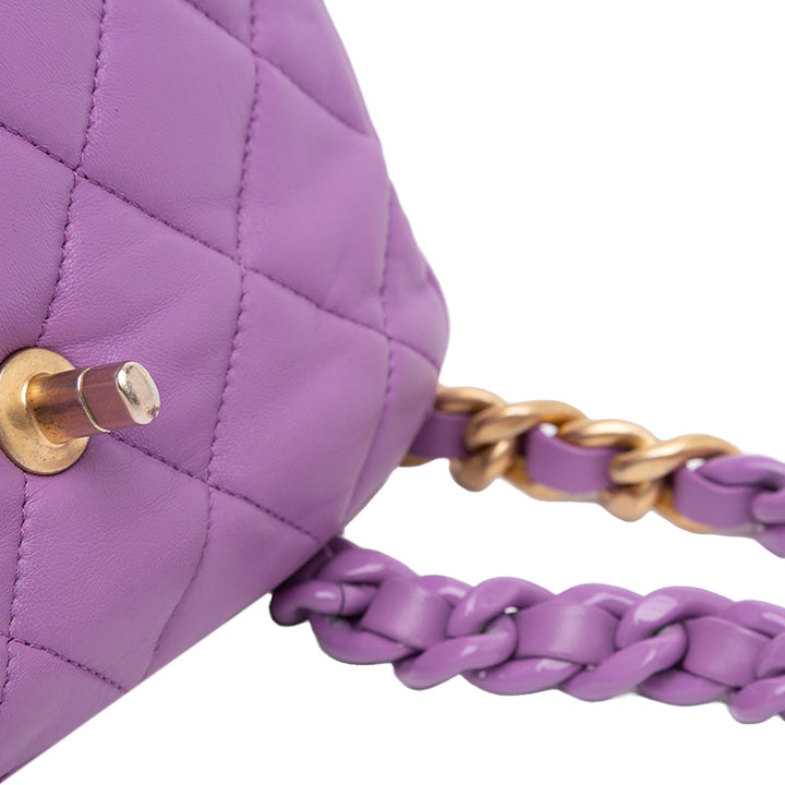 Matelassé Candy Chaîne à rabat Mini Cuir d'agneau Violet