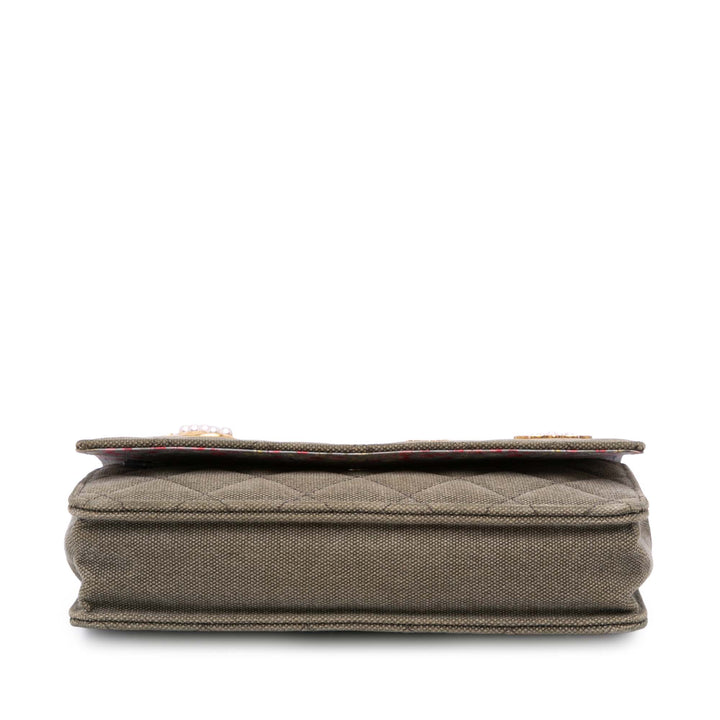 Quilted Canvas Coco Cuba Charms Wallet On Chain Brown - Gaby Paris
