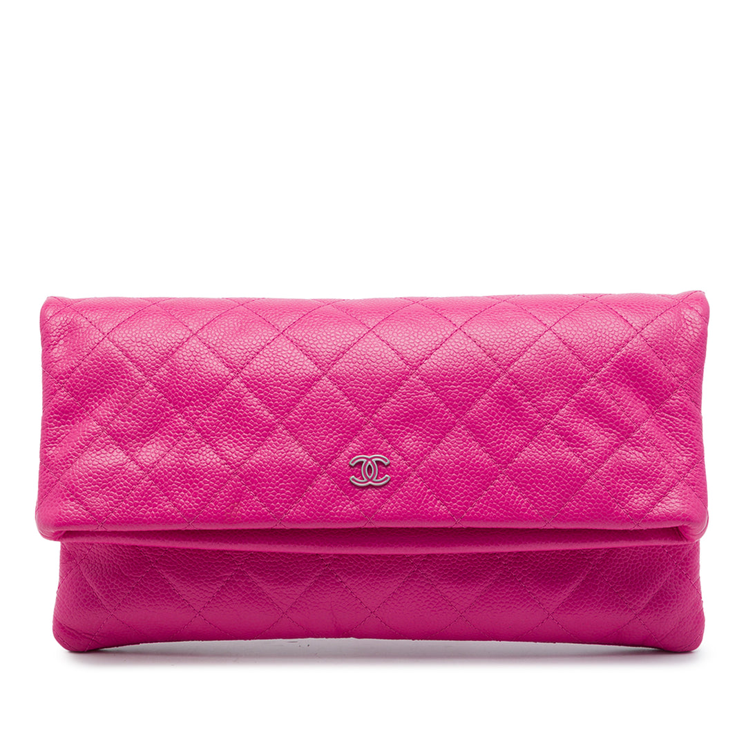 Chanel Matelassé CC Beauty Foldover Pochette Cuir caviar Rose – vue principale – GABY PARIS