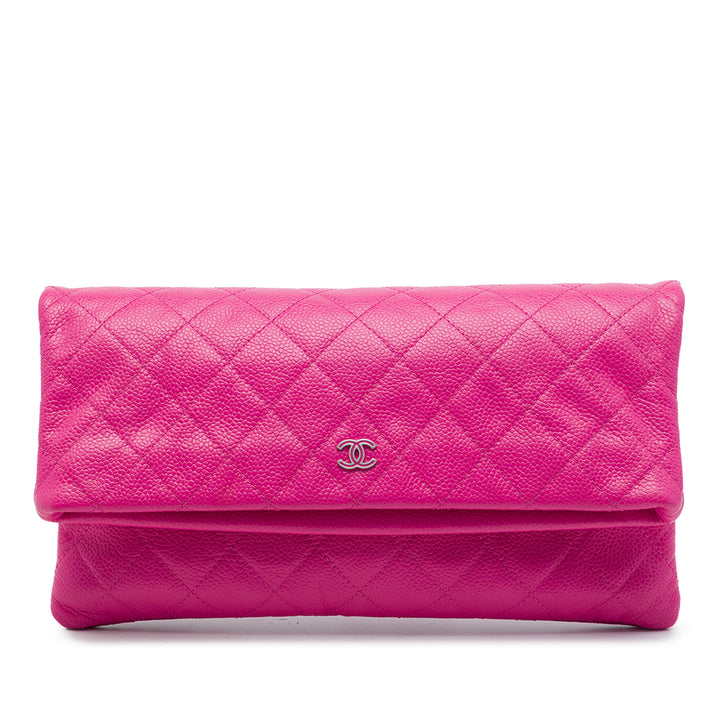 Chanel Matelassé CC Beauty Foldover Pochette Cuir caviar Rose – vue principale – GABY PARIS