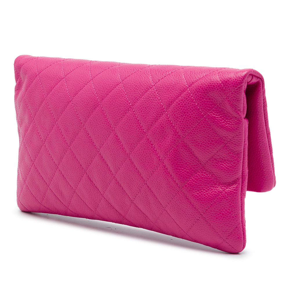 Chanel Matelassé CC Beauty Foldover Pochette Cuir caviar Rose – vue 2 – GABY PARIS