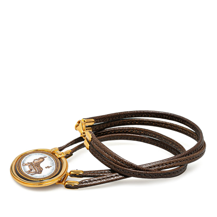 Leather Enamel Grand Apparat Choker Brown - Gaby Paris