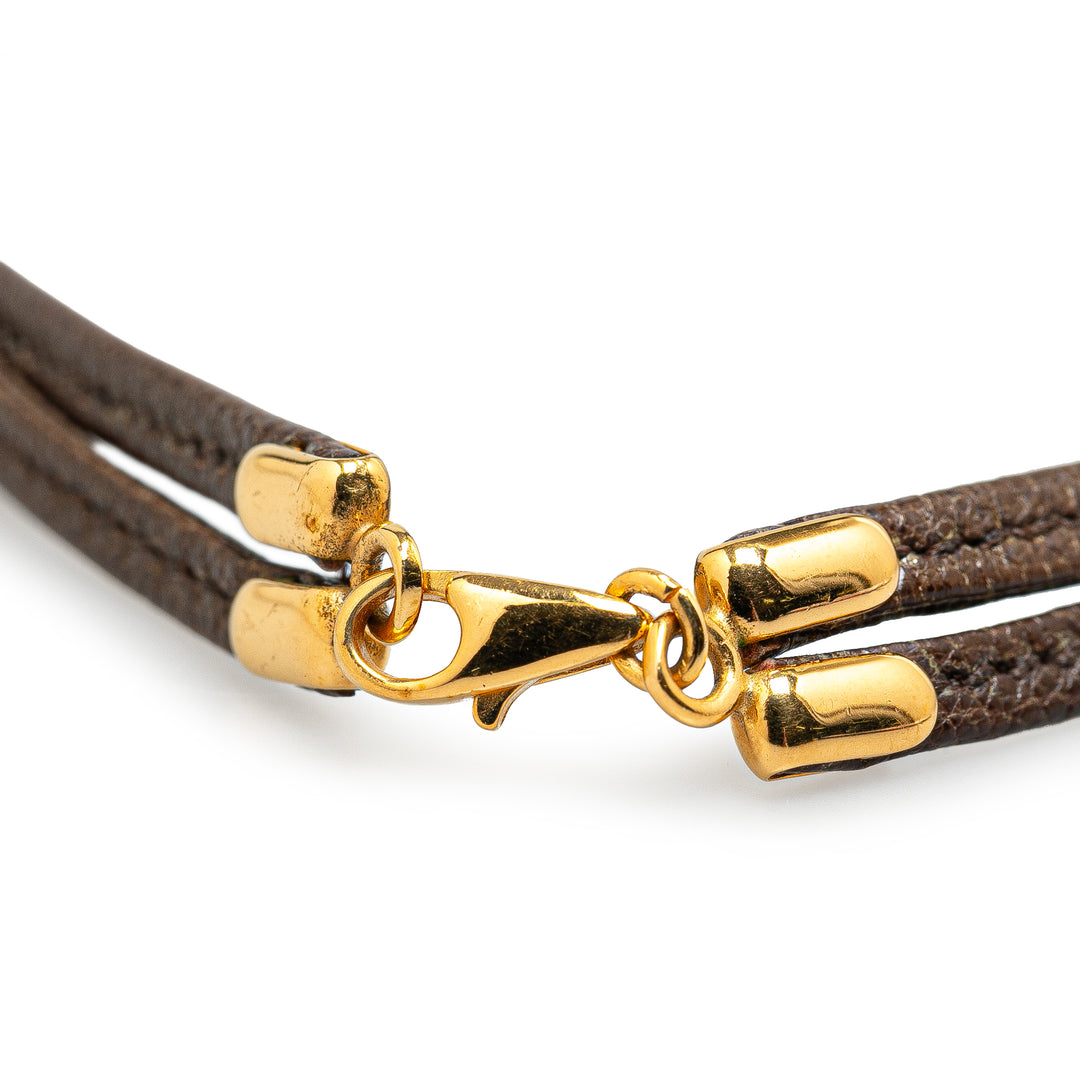 Leather Enamel Grand Apparat Choker Brown - Gaby Paris