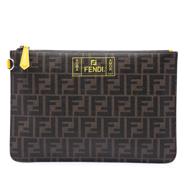 Fendi Zucca Coated Toile Roma Amor Zip Pochette