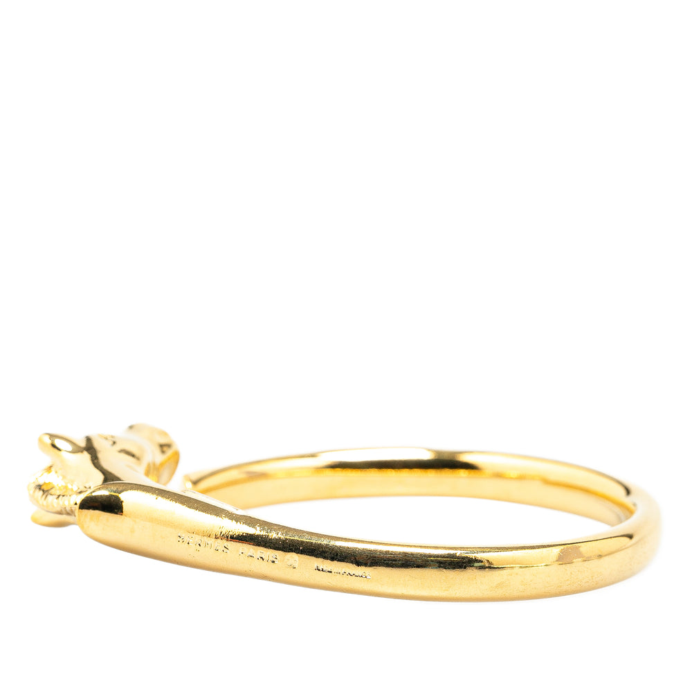 Gold Plated Tete de Cheval Horse Bangle Gold - Gaby Paris