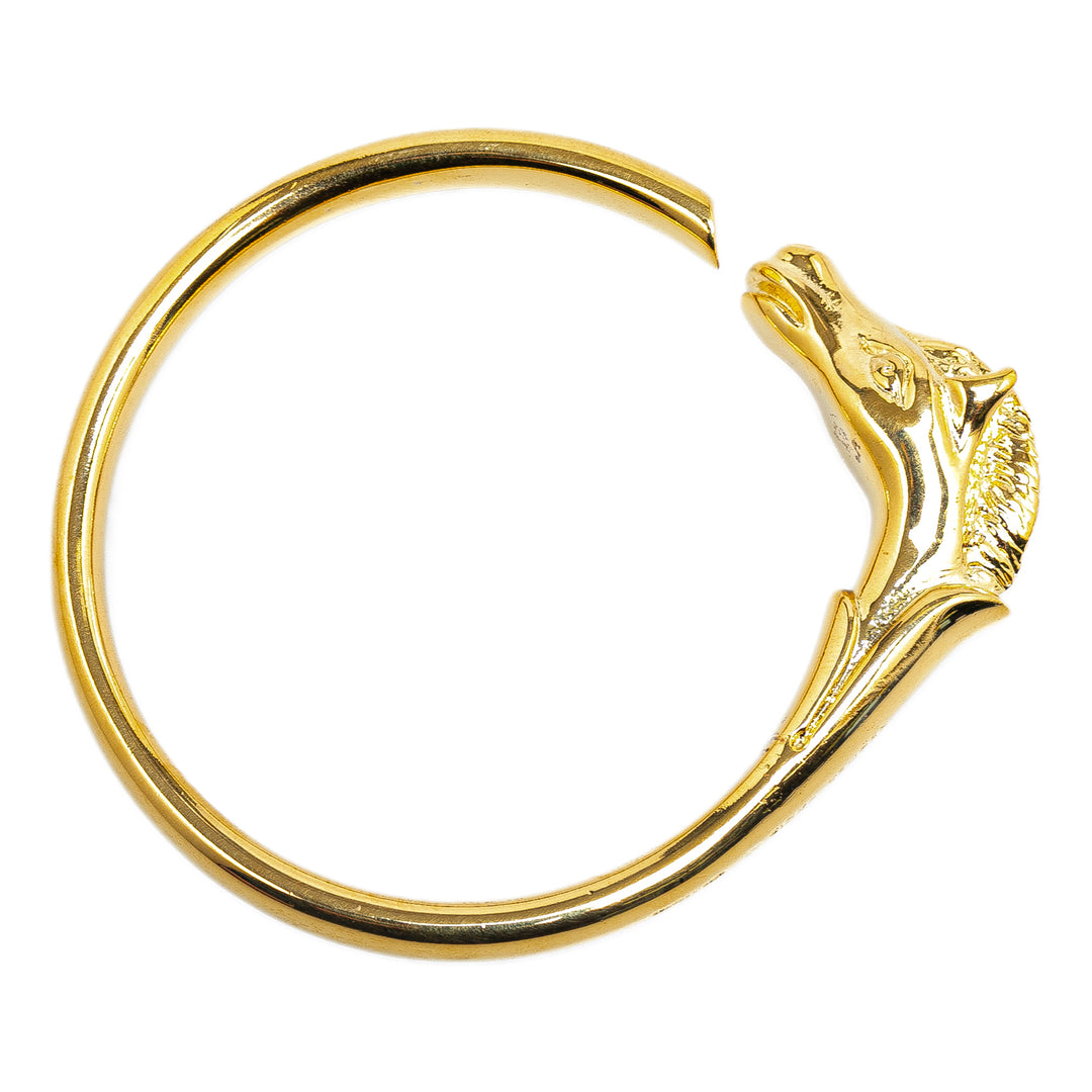 Gold Plated Tete de Cheval Horse Bangle Gold - Gaby Paris