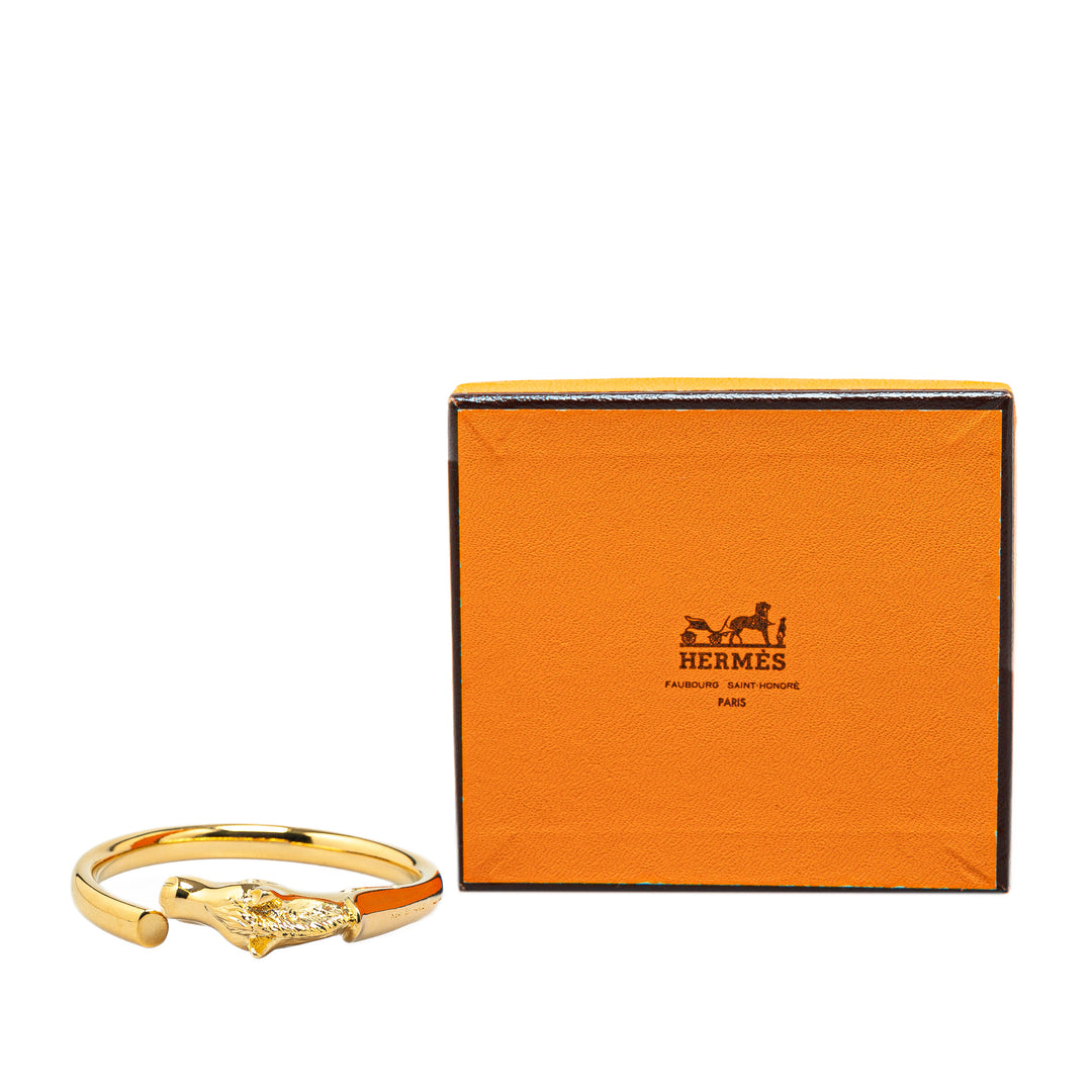 Gold Plated Tete de Cheval Horse Bangle Gold - Gaby Paris