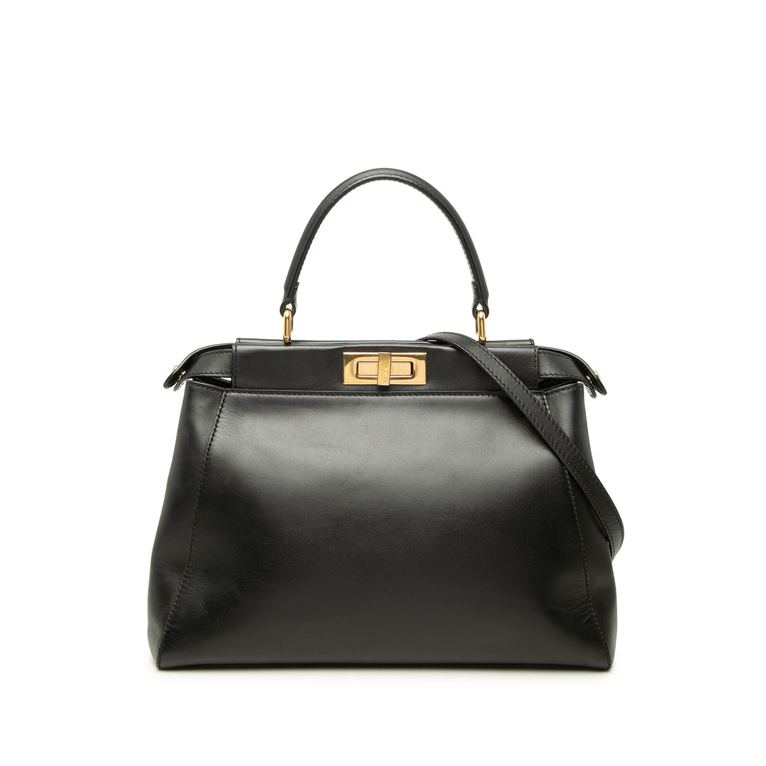 Fendi Sac à main brillant Peekaboo Iconic nappa Moyen Noir – vue principale – GABY PARIS